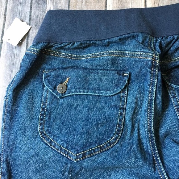 New Old‎ Navy Maternity Bootcut Jeans Women M 8 10 Y2K Wide Leg Low Front Panel - Picture 5 of 5